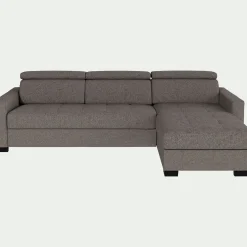 Canapé d'angle convertible en tissu pop avec accoudoirs 15cm - taupe