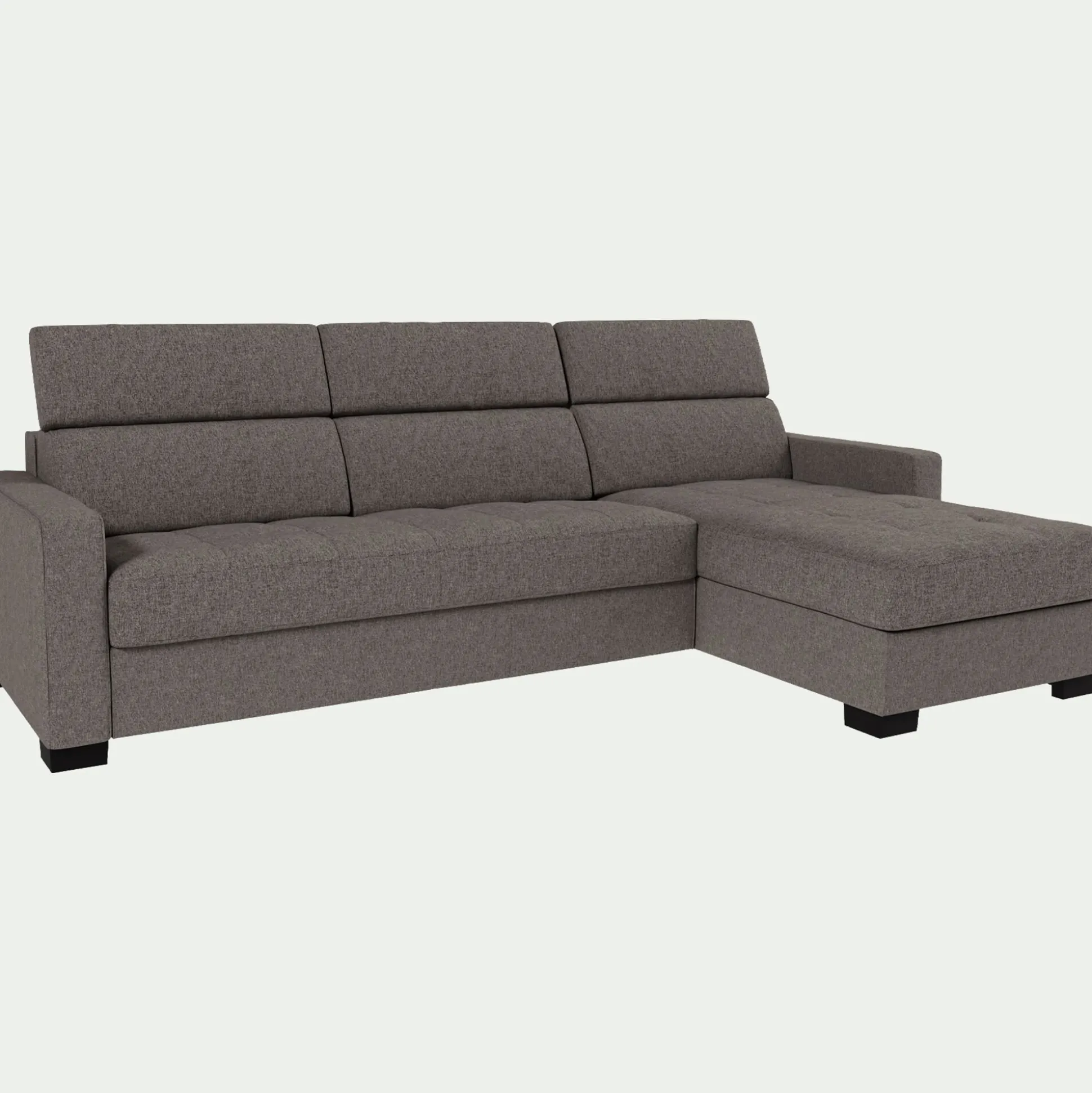 Canapé d'angle convertible en tissu pop avec accoudoirs 15cm - taupe