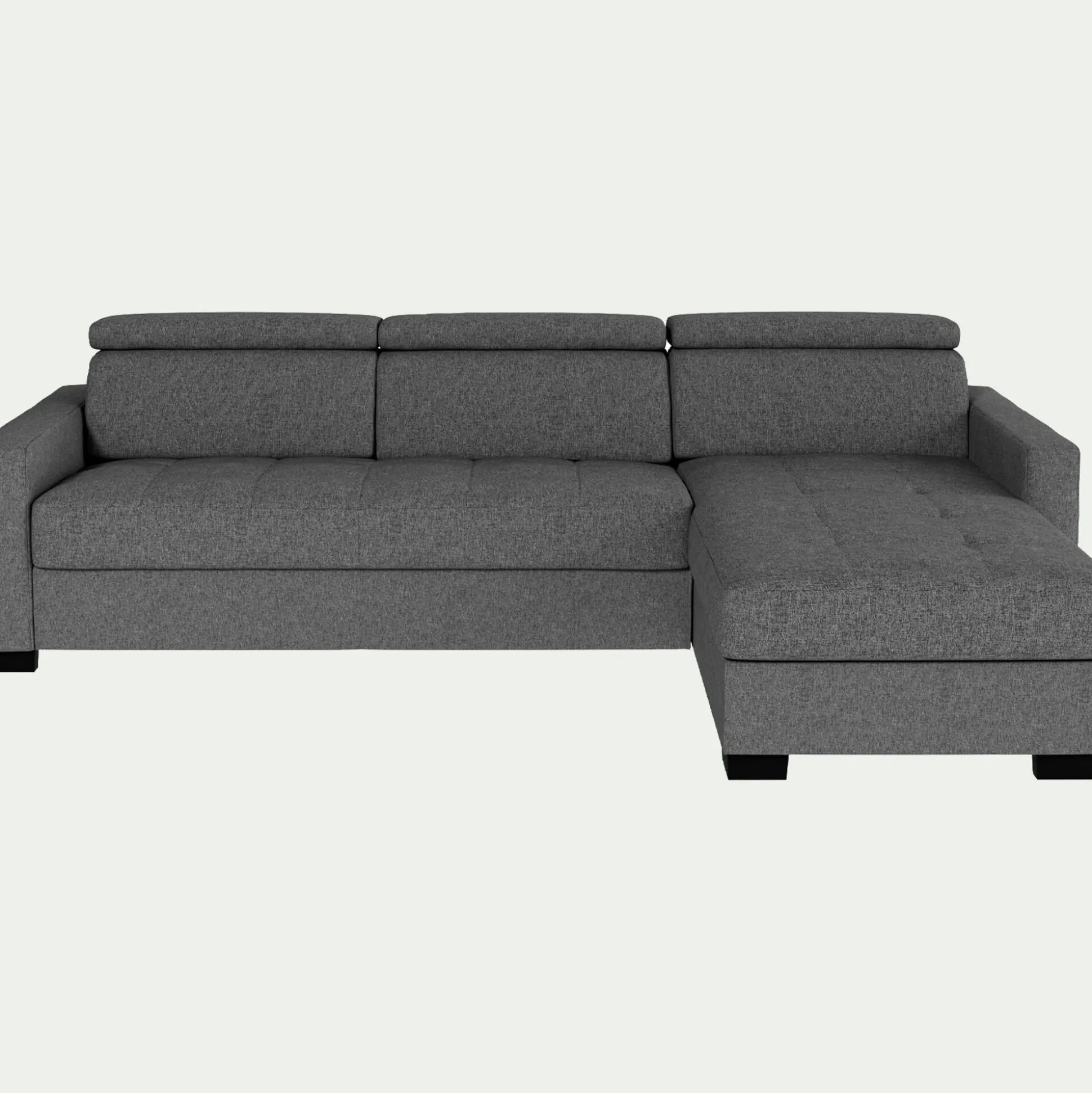 Canapé d'angle convertible en tissu pop avec accoudoirs 15cm - gris