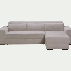 Canapé d'angle convertible en tissu - beige