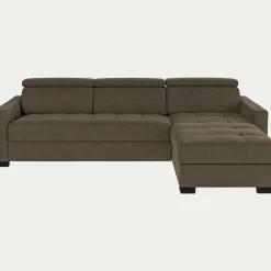 Canapé d'angle convertible en velours avec accoudoirs 15cm - taupe
