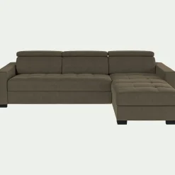 Canapé d'angle convertible en velours avec accoudoirs 20cm - taupe