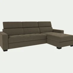 Canapé d'angle convertible en velours avec accoudoirs 20cm - taupe