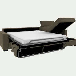Canapé d'angle convertible en velours avec accoudoirs 20cm - taupe