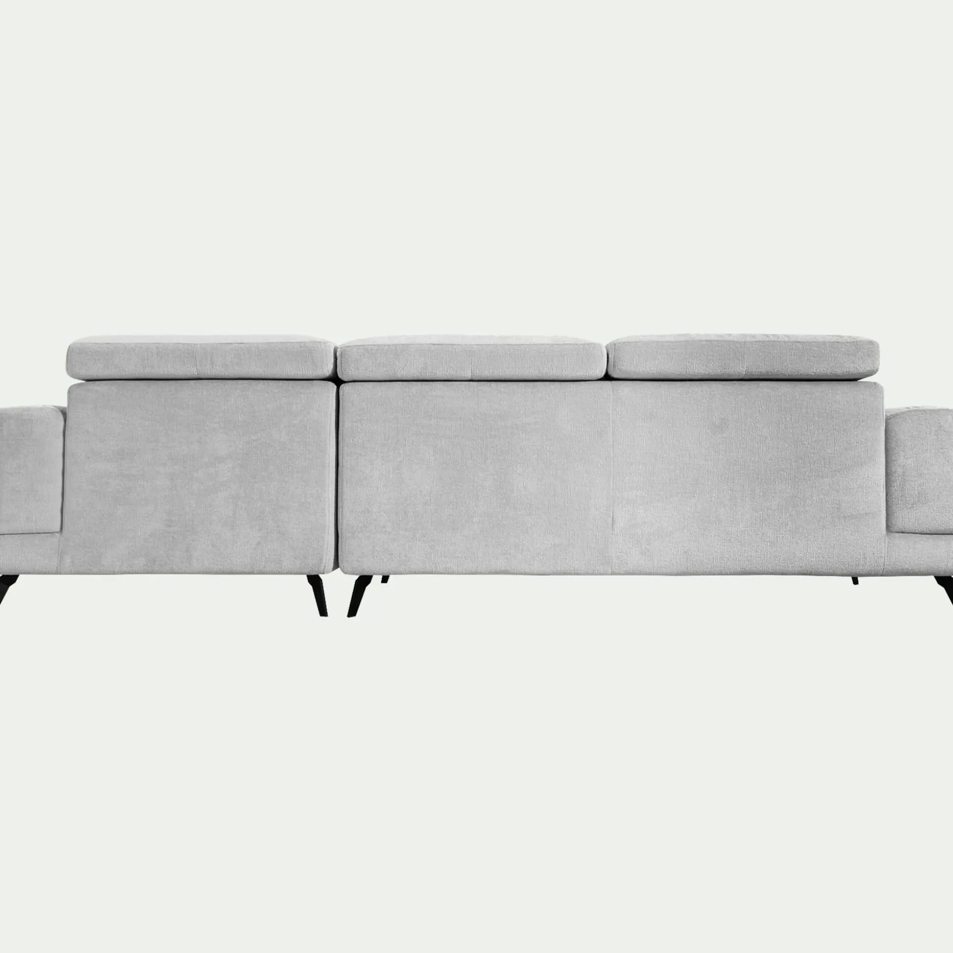 Canapé d'angle droit avance recule en tissu doux - gris