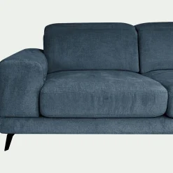 Canapé d'angle droit avance recule en tissu doux - bleu