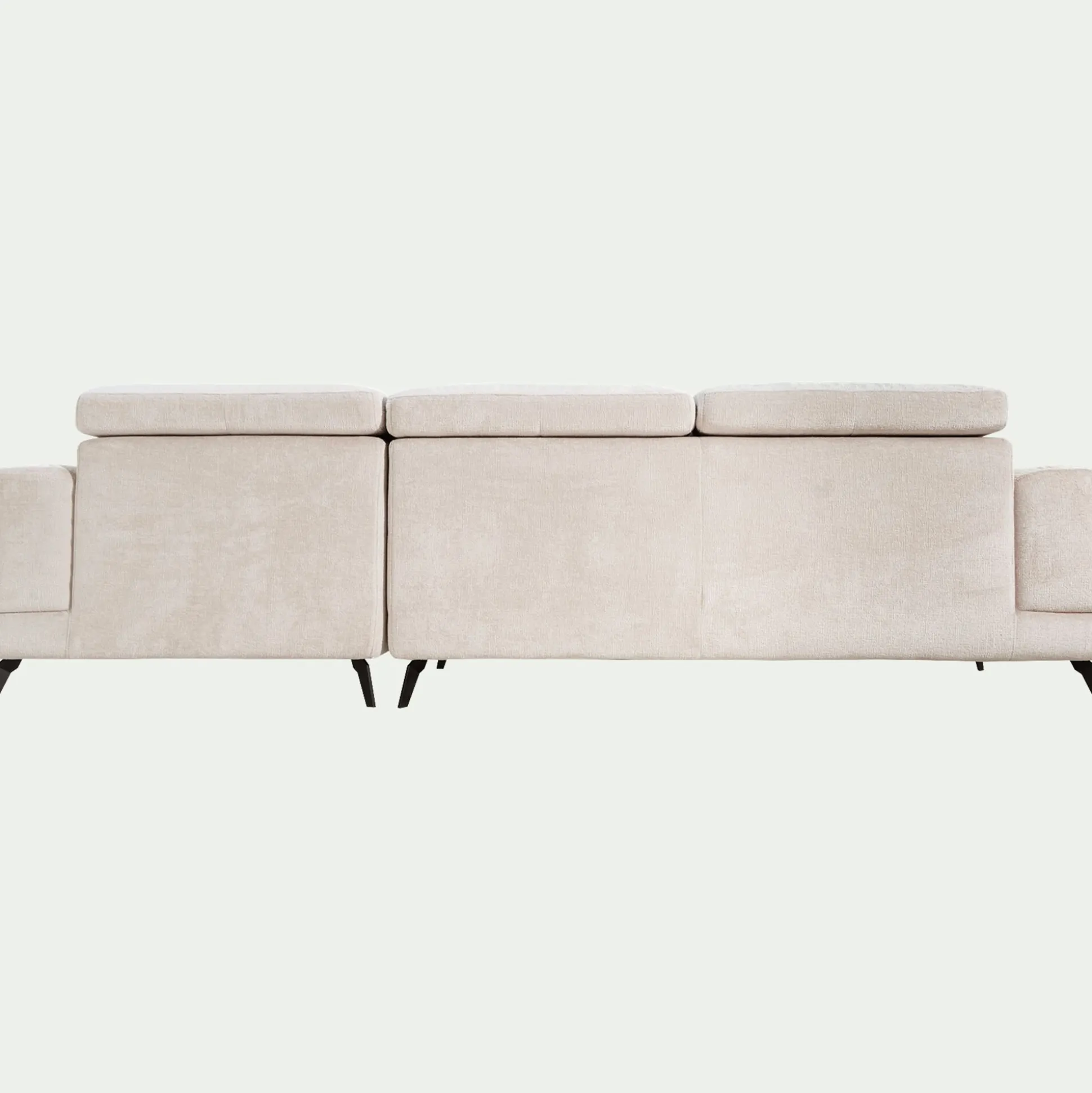 Canapé d'angle droit avance recule en tissu doux - beige