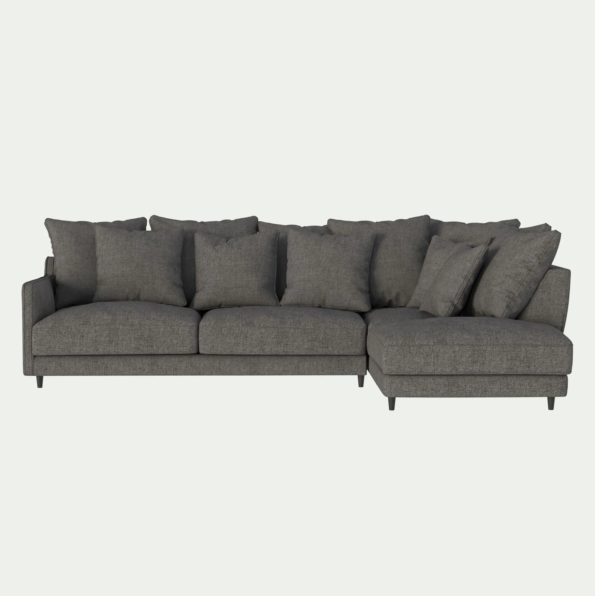 Canapé d'angle droit convertible en tissu joint - gris restanque