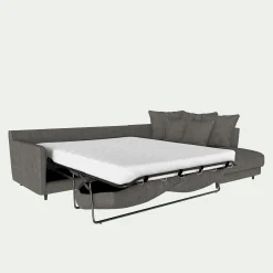 Canapé d'angle droit convertible en tissu joint - gris restanque
