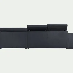 Canapé d'angle droit convertible avec coffre en tissu doux - bleu calabrun