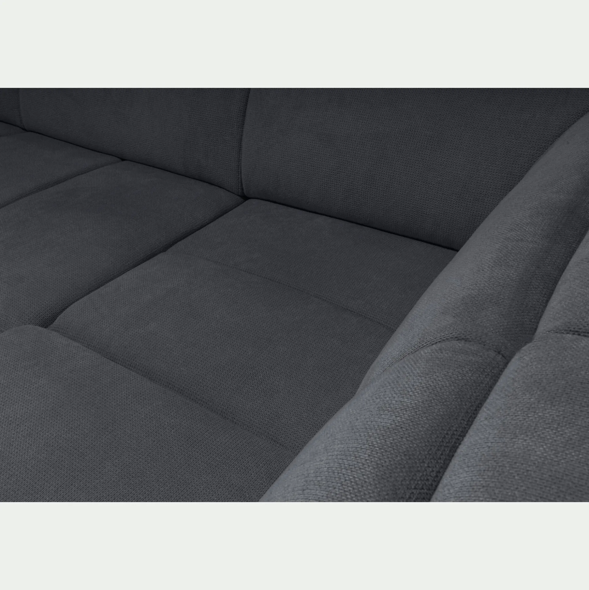 Canapé d'angle droit convertible avec coffre en tissu doux - bleu calabrun