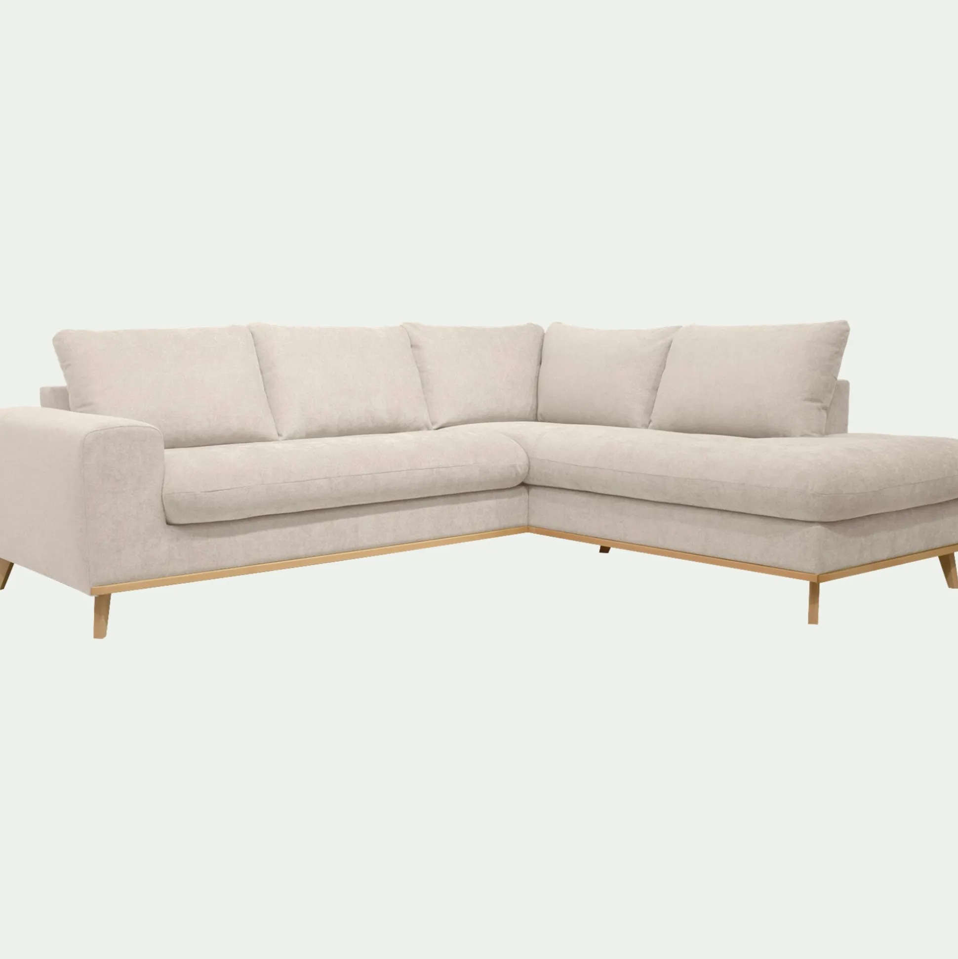 Canapé d'angle droit convertible en tissu Storm - beige roucas