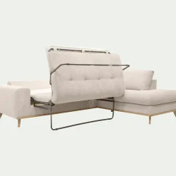 Canapé d'angle droit convertible en tissu Storm - beige roucas