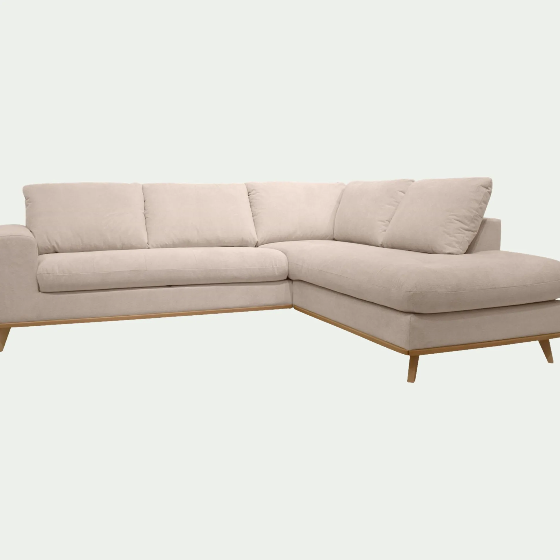Canapé d'angle droit convertible en tissu Crown - beige roucas