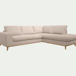 Canapé d'angle droit convertible en tissu Crown - beige roucas