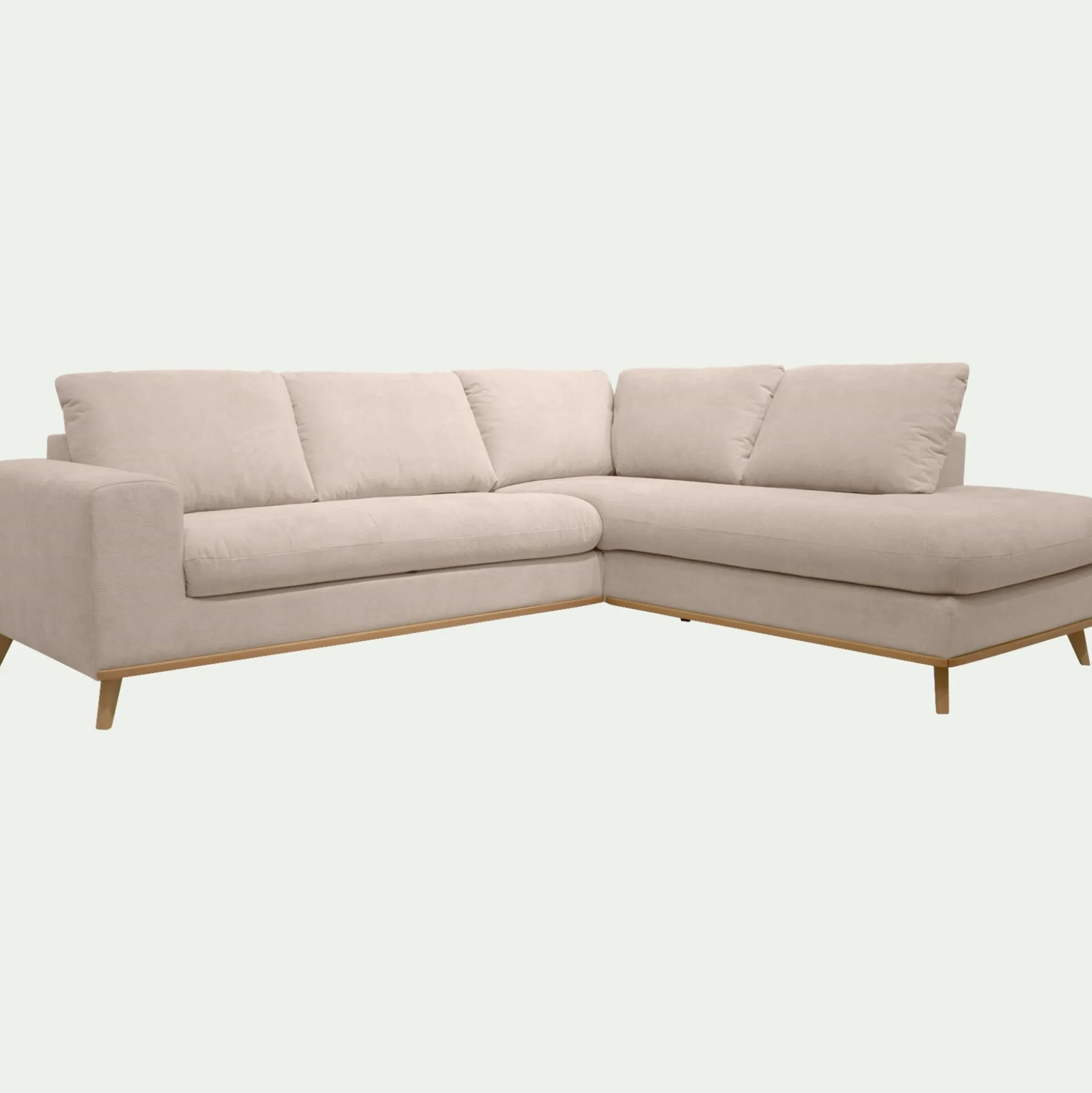 Canapé d'angle droit convertible en tissu Crown - beige roucas