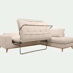 Canapé d'angle droit convertible en tissu Crown - beige roucas