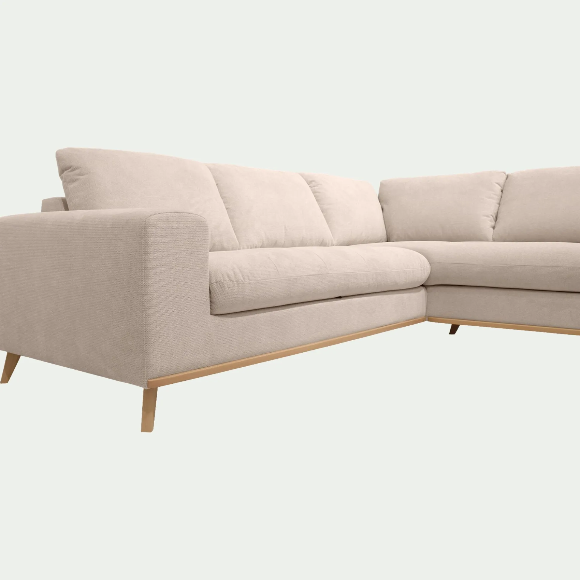 Canapé d'angle droit convertible en tissu Crown - beige roucas
