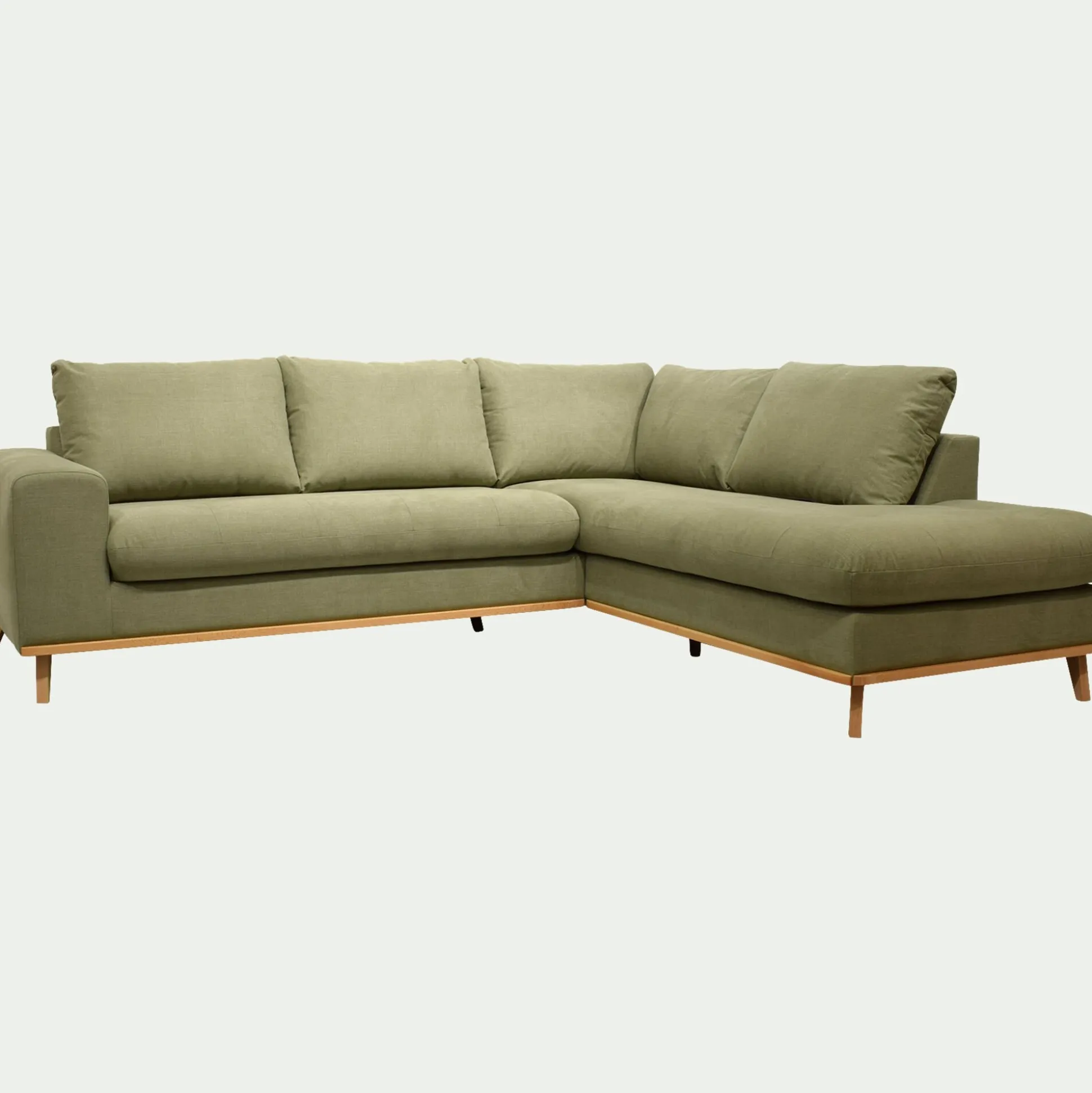 Canapé d'angle droit convertible en tissu Cosmo - vert kaki