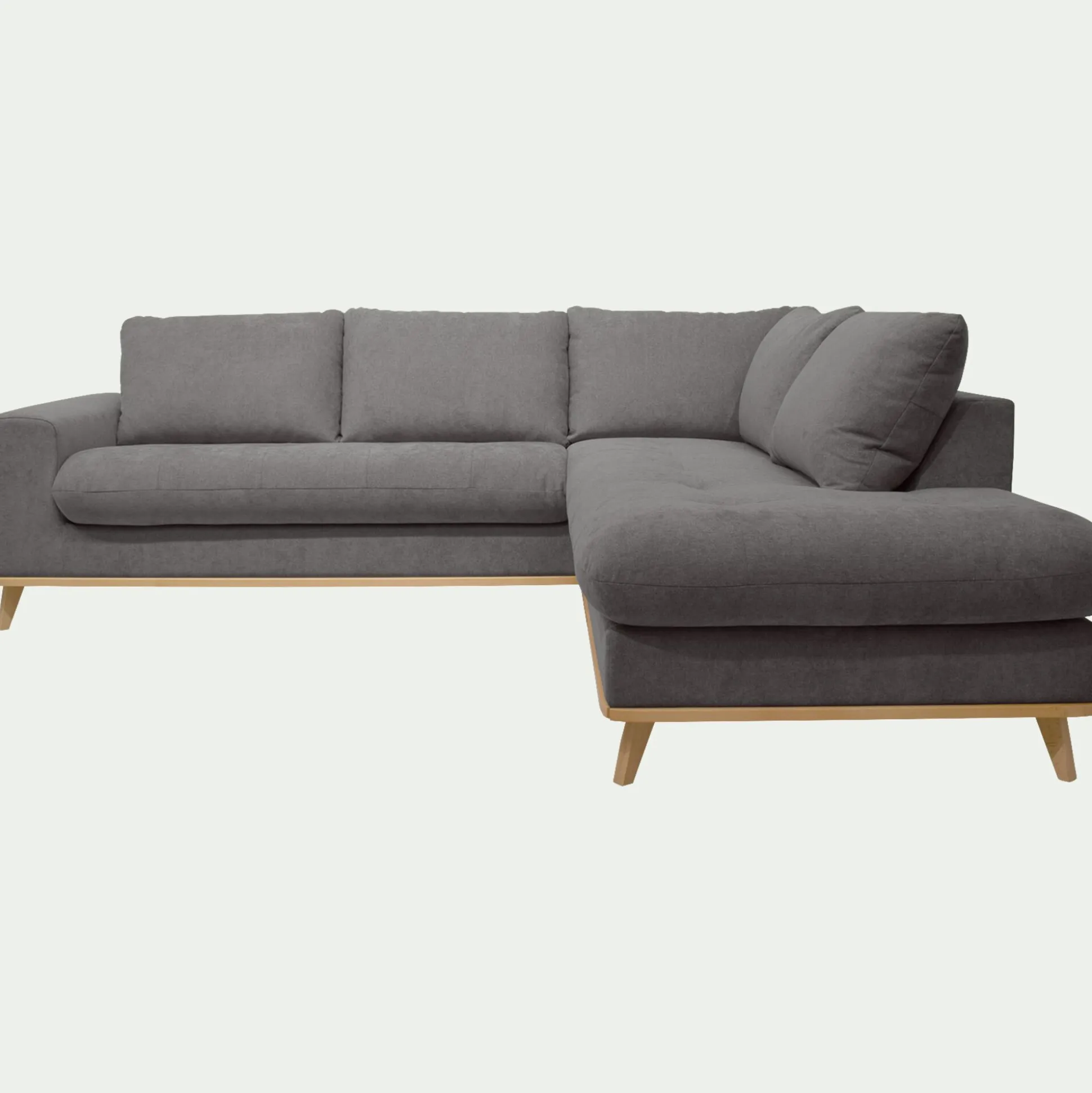 Canapé d'angle droit convertible en tissu Storm - gris moyen