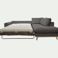Canapé d'angle droit convertible en tissu Storm - gris moyen