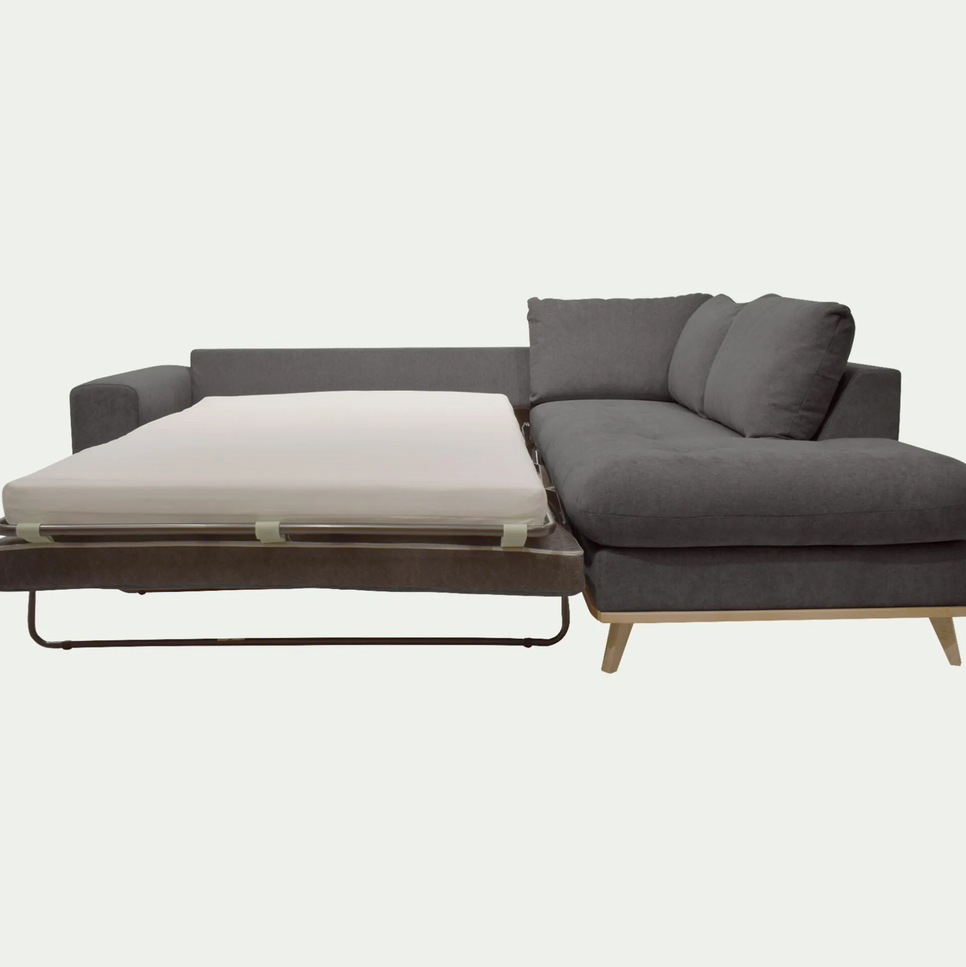 Canapé d'angle droit convertible en tissu Storm - gris moyen