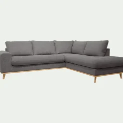 Canapé d'angle droit convertible en tissu Storm - gris moyen
