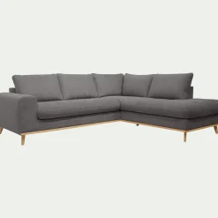 Canapé d'angle droit convertible en tissu Storm - gris moyen