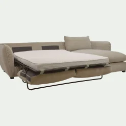 Canapé d'angle droit convertible en tissu Nature - beige