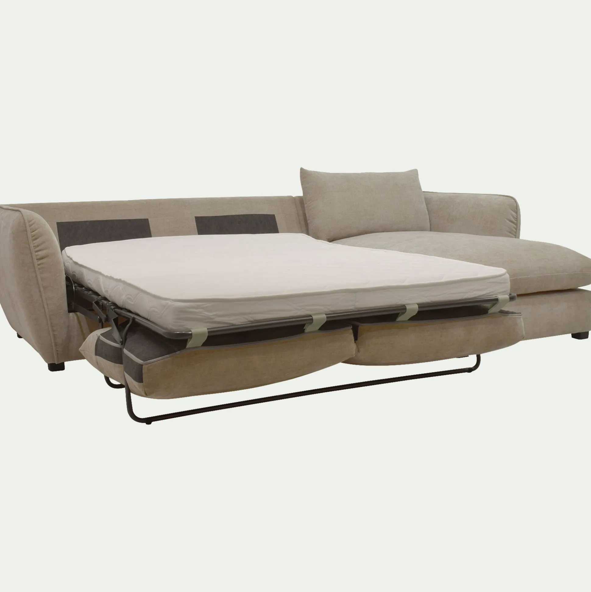 Canapé d'angle droit convertible en tissu Nature - beige