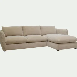 Canapé d'angle droit convertible en tissu Nature - beige
