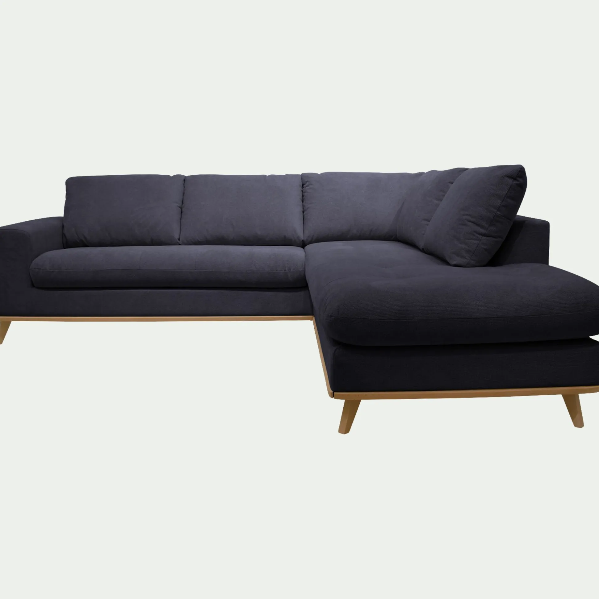 Canapé d'angle droit convertible en tissu Crown - bleu calabrun
