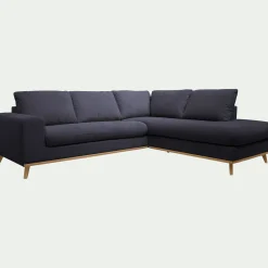 Canapé d'angle droit convertible en tissu Crown - bleu calabrun