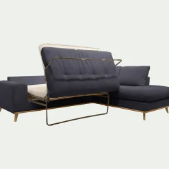 Canapé d'angle droit convertible en tissu Crown - bleu calabrun