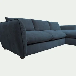 Canapé d'angle droit convertible en tissu Nature - bleu