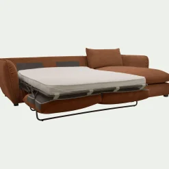 Canapé d'angle droit convertible en tissu Nature - brun rustrel