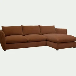 Canapé d'angle droit convertible en tissu Nature - brun rustrel