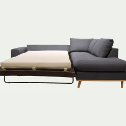 Canapé d'angle droit convertible en tissu Cosmo - gris anthracite