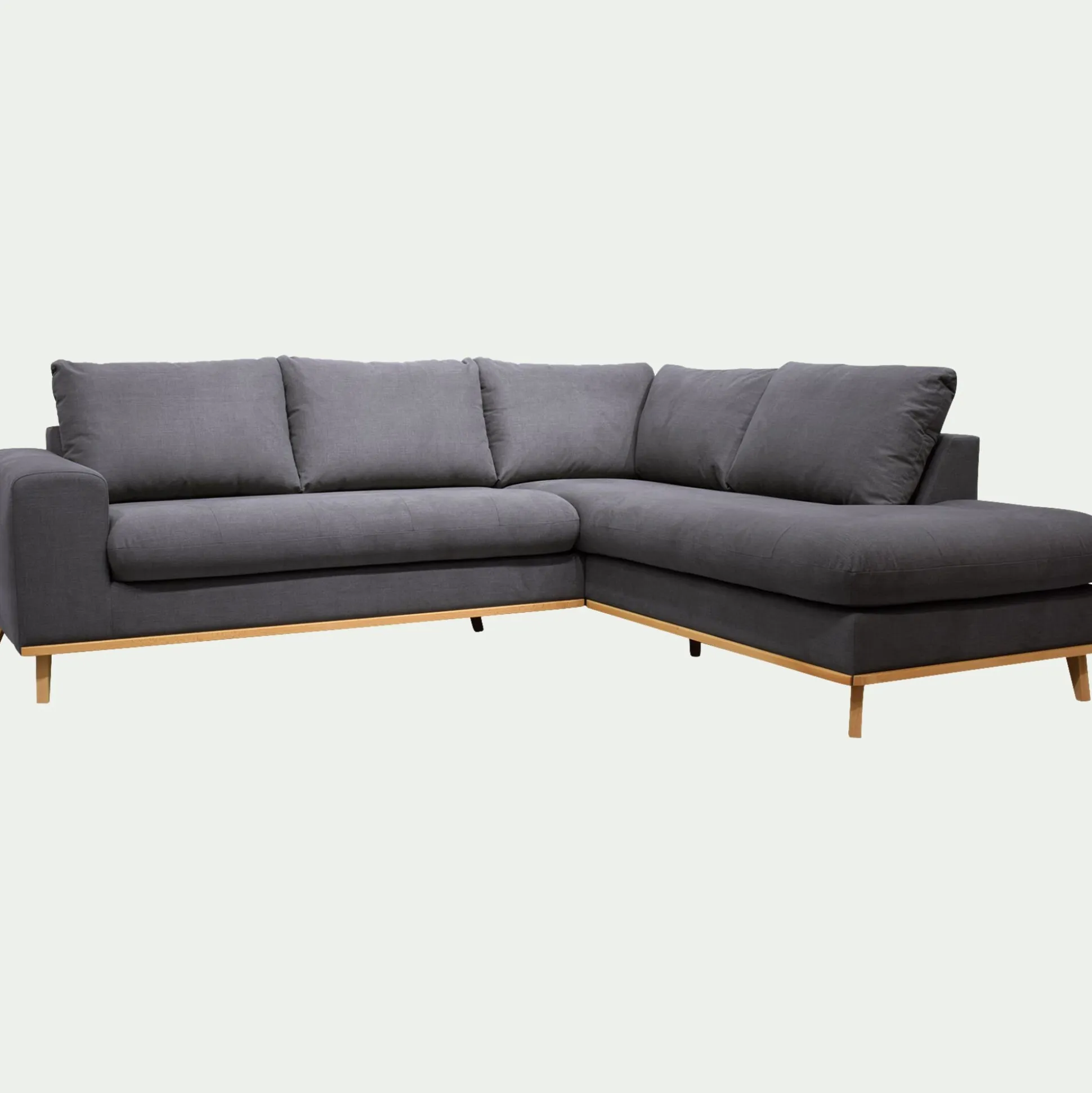 Canapé d'angle droit convertible en tissu Cosmo - gris anthracite