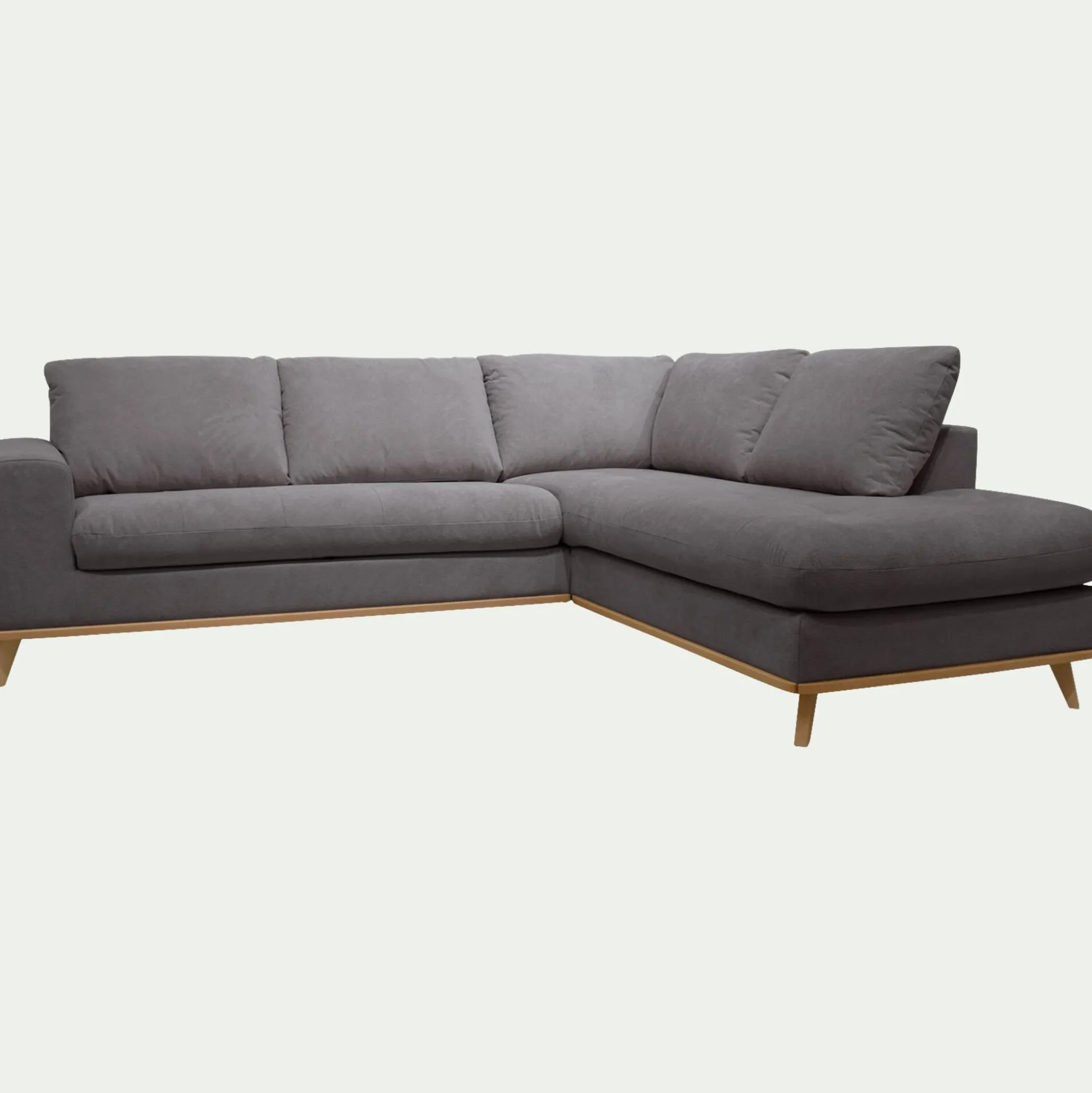 Canapé d'angle droit convertible en tissu Crown - gris restanque