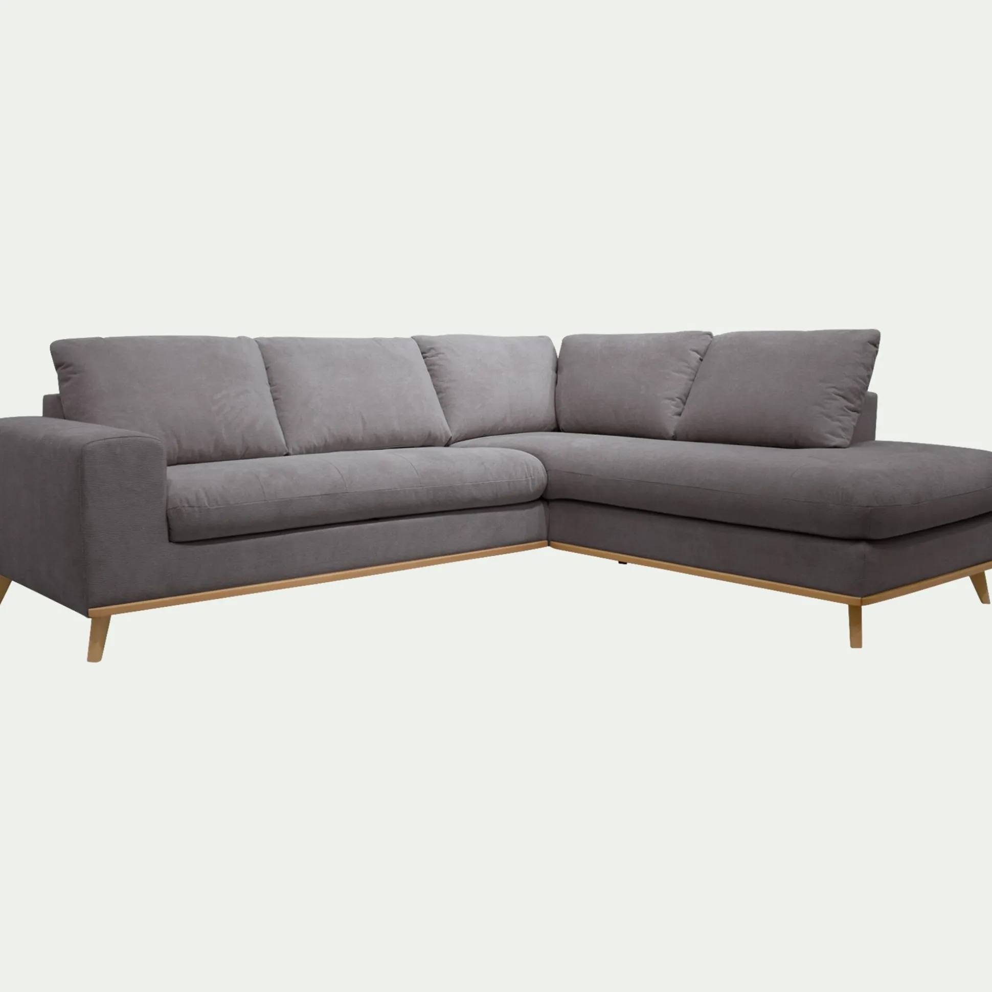 Canapé d'angle droit convertible en tissu Crown - gris restanque