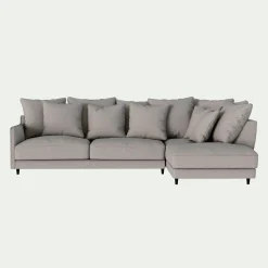 Canapé d'angle droit convertible en tissu joint - gris borie