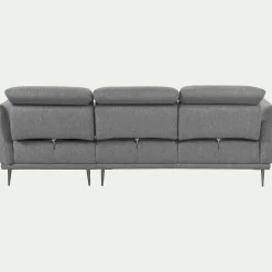 Canapé d'angle droit en tissu avec fonction avance-recul - gris restanque