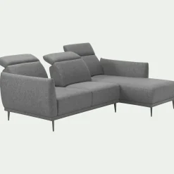 Canapé d'angle droit en tissu avec fonction avance-recul - gris restanque