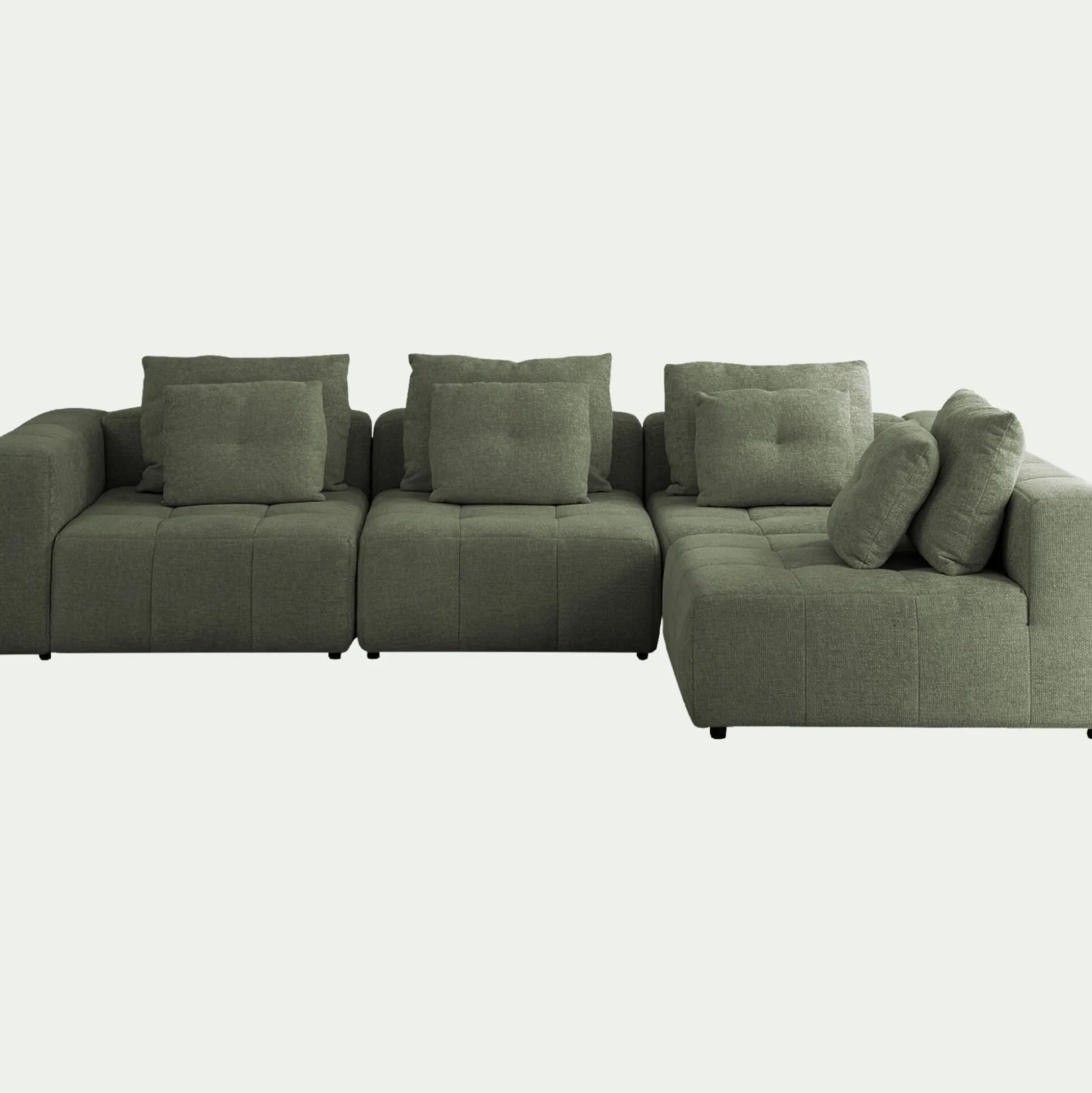 Canapé d'angle droit en tissu Benjo - vert cèdre