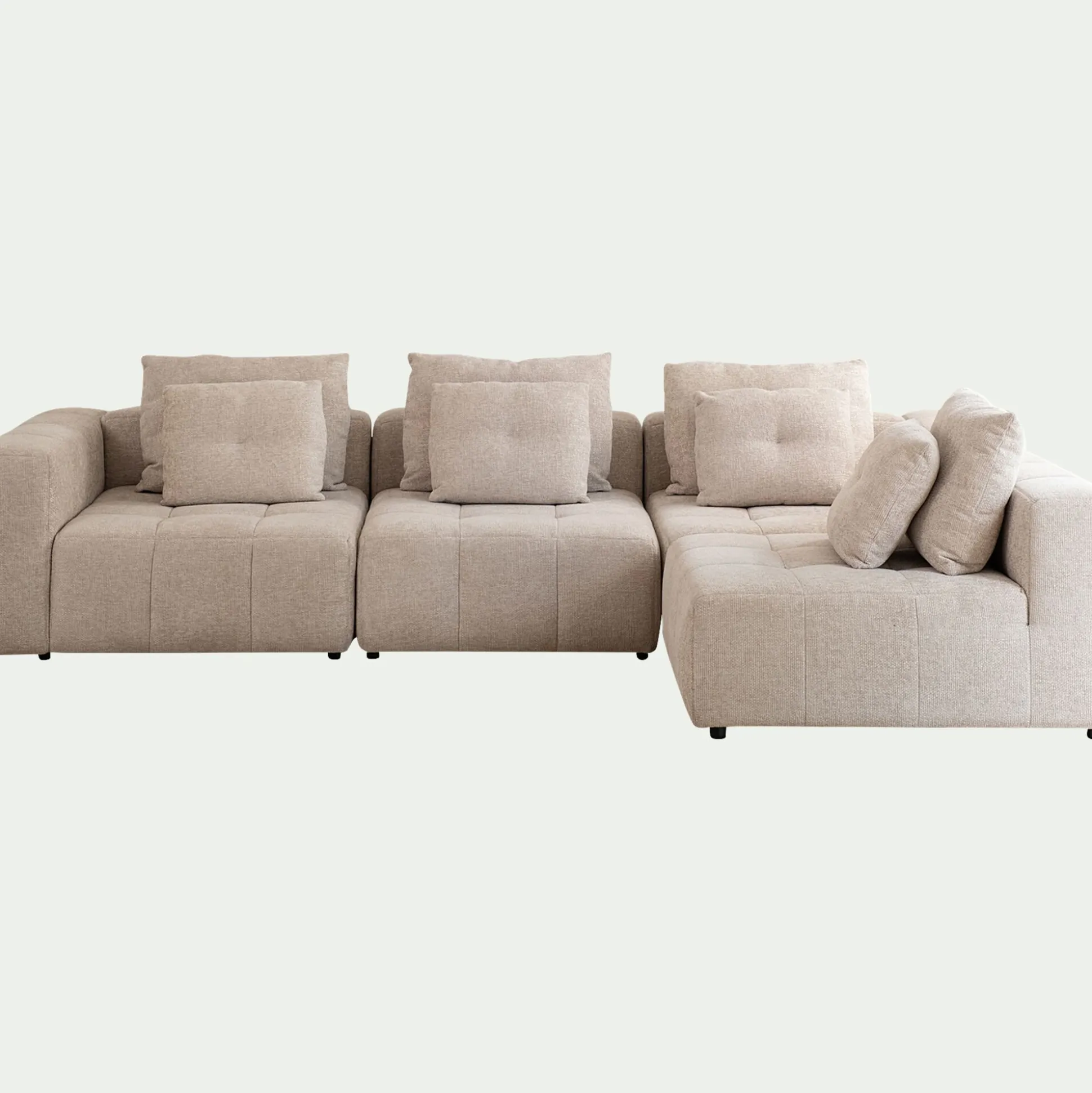 Canapé d'angle droit en tissu Benjo - beige roucas