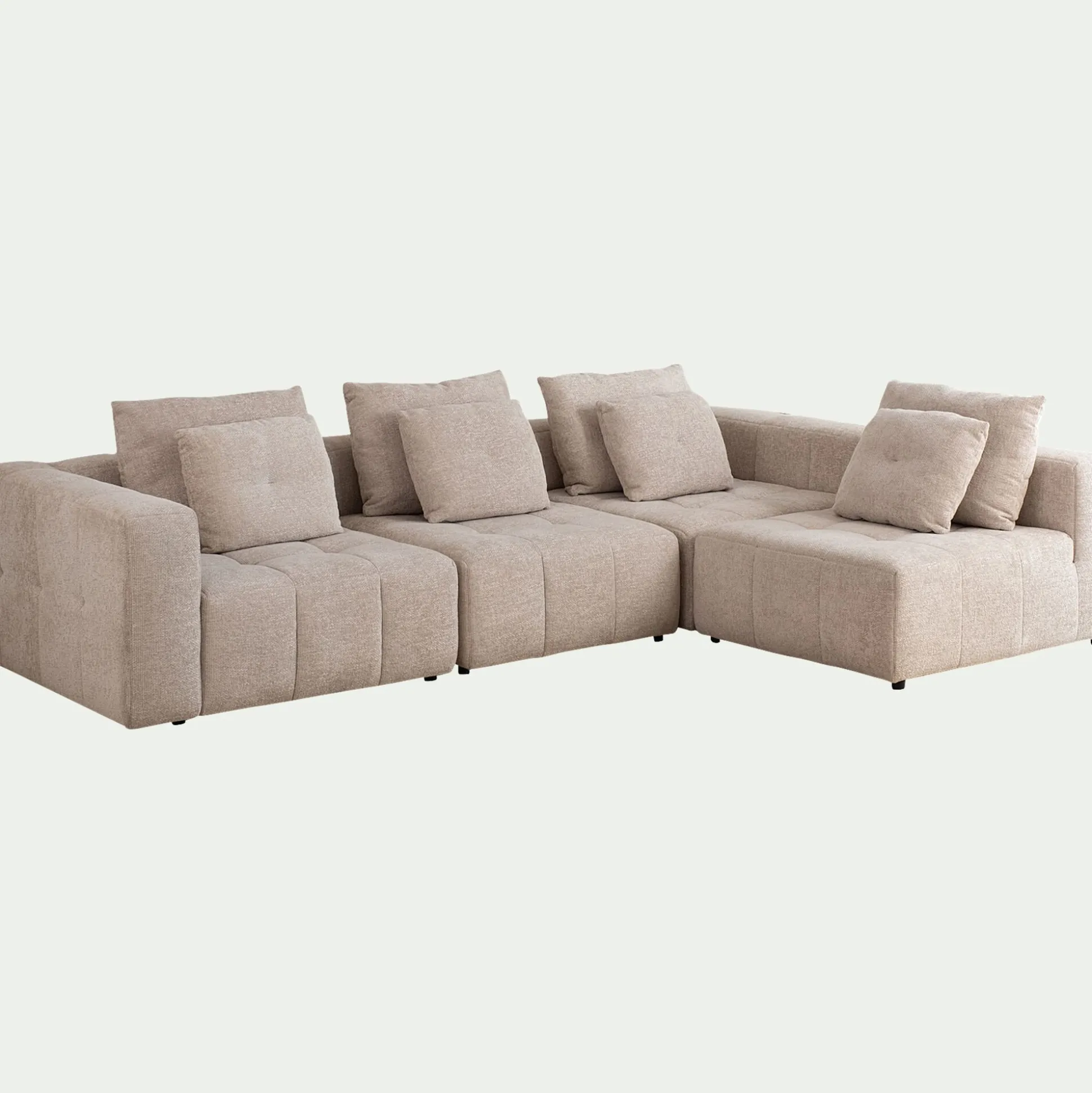 Canapé d'angle droit en tissu Benjo - beige roucas