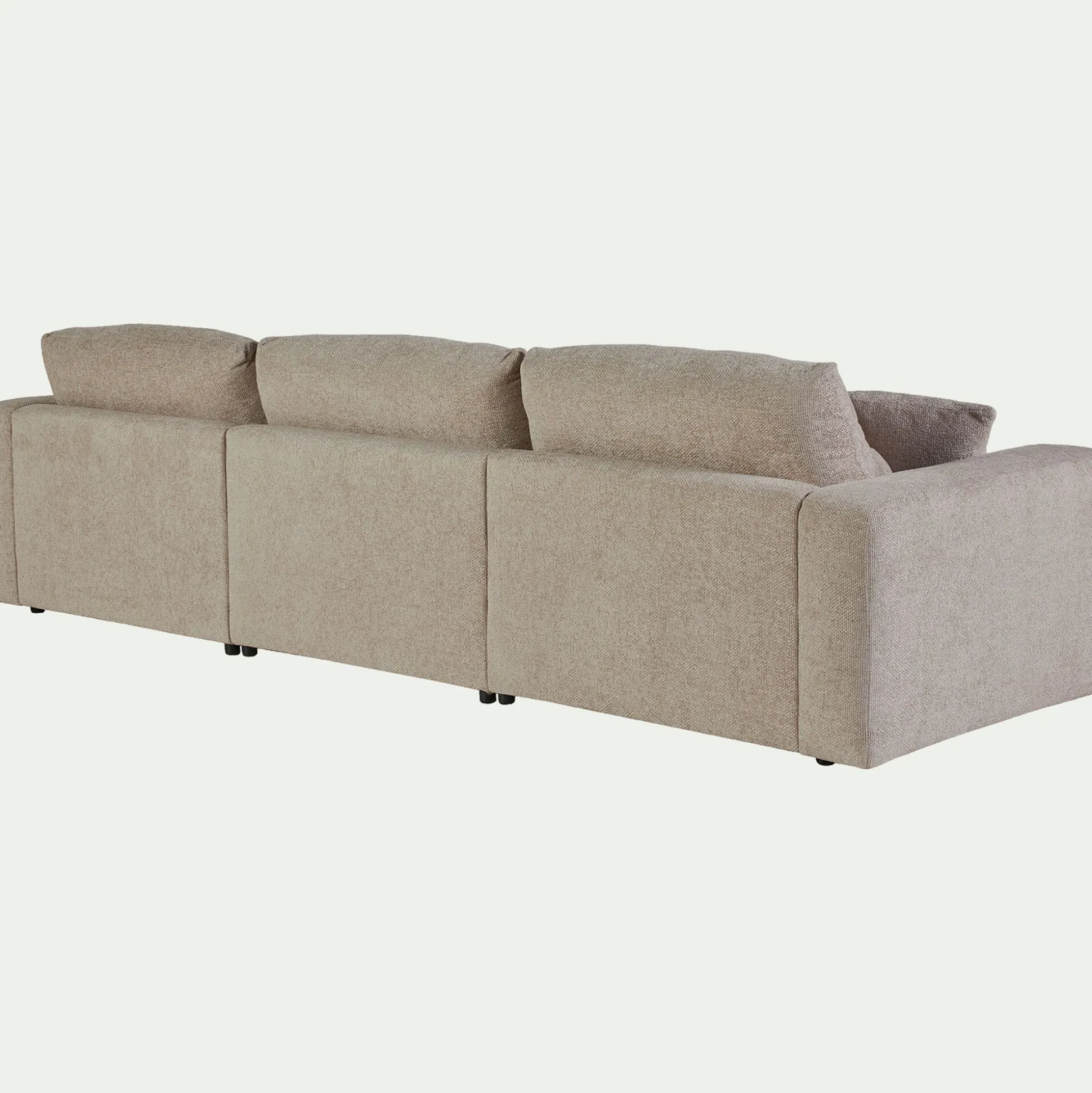 Canapé d'angle droit fixe en chenille - beige roucas