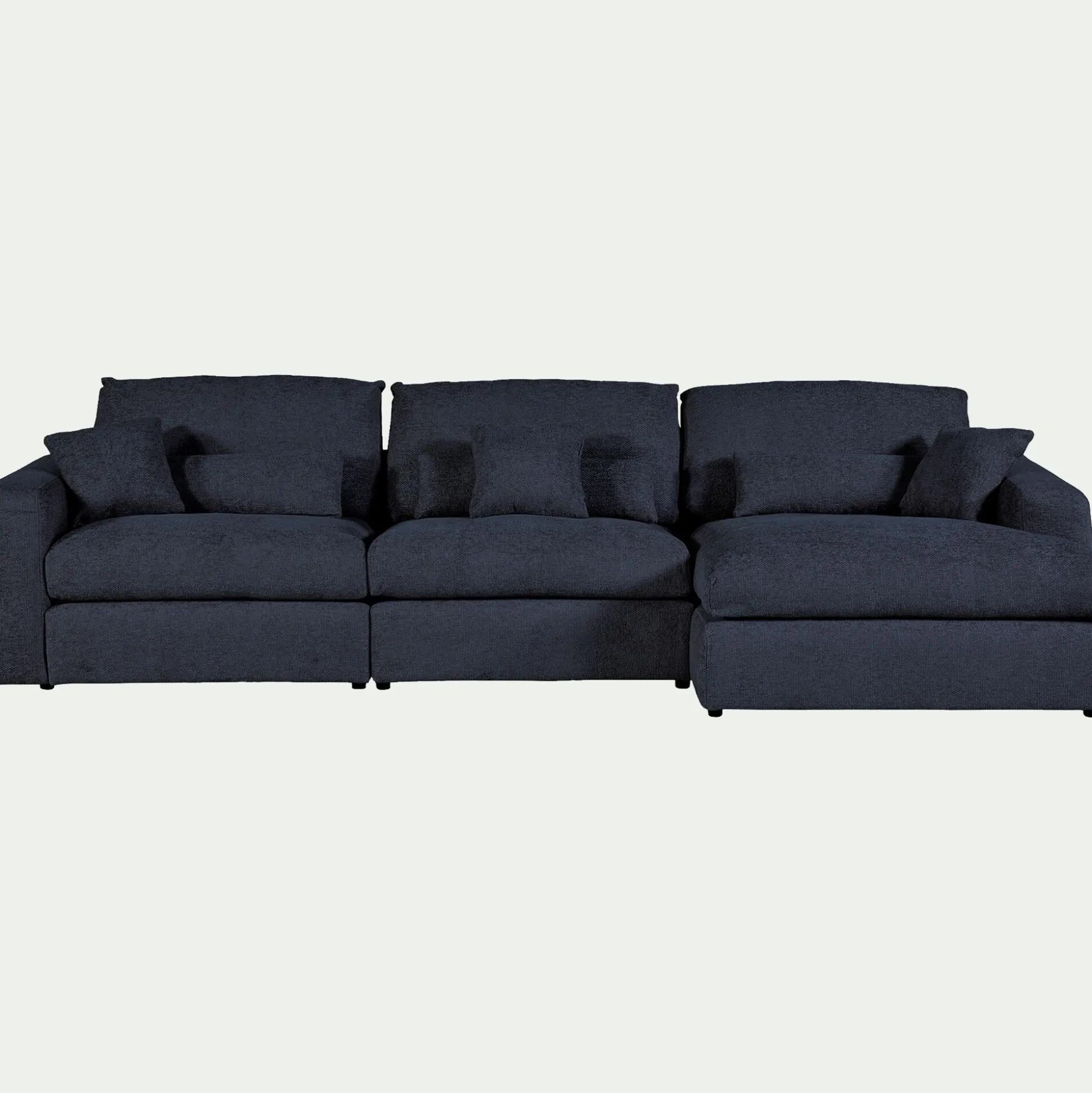 Canapé d'angle droit fixe en chenille - bleu marine
