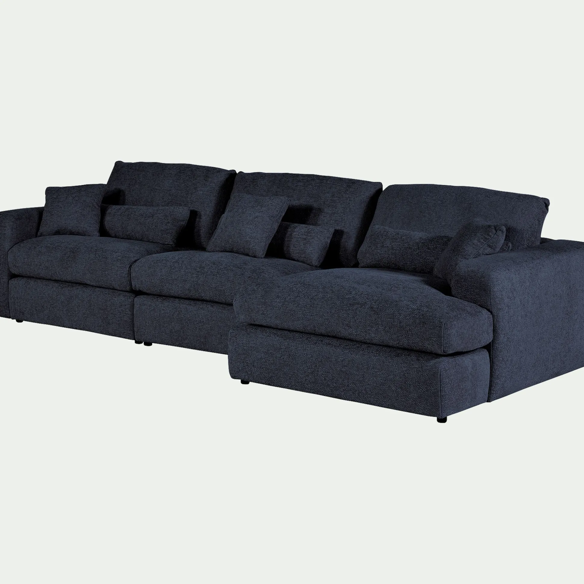 Canapé d'angle droit fixe en chenille - bleu marine